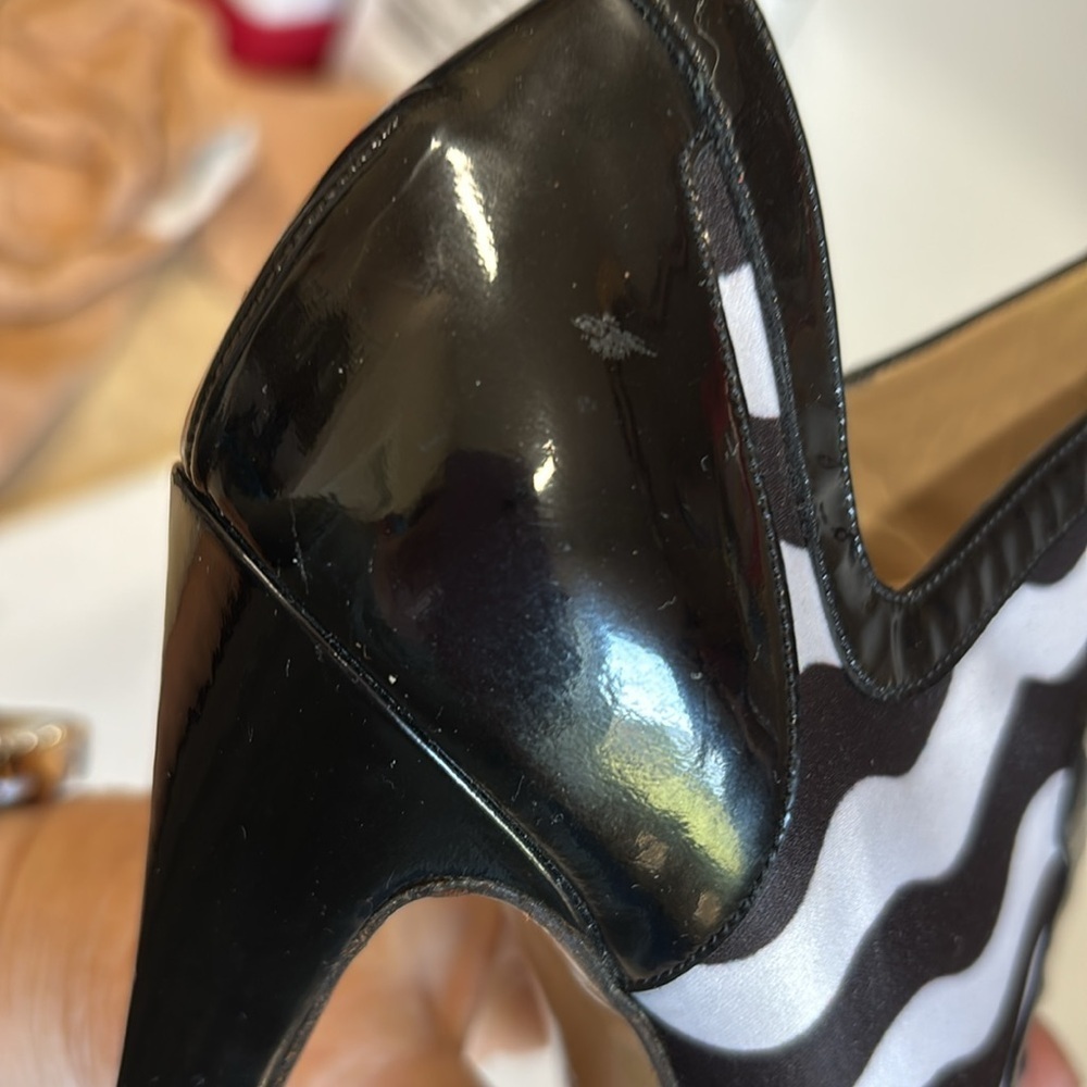 Nicholas Kirkwood Monochromatic Satin and Leather Strappy Lace Up Peeptoe Heels - Picture 8 of 12